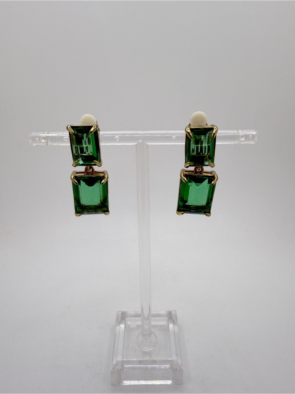 Heidi Daus "HOT ROCKS" Erinite Glass and gold tone CLIP ON earrings! - Picture 6 of 14